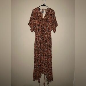 Vici High Low Dress in Black and Brown Floral